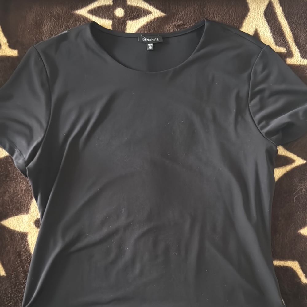 Dynamite Black Fitted Crew Neck Short Sleeve Bodysuit